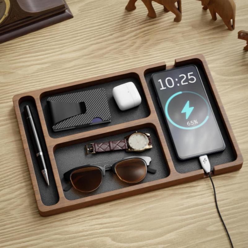 Desk Setup Minimalist - Nampan Penyimpanan Kayu Solid Estetika Nordik