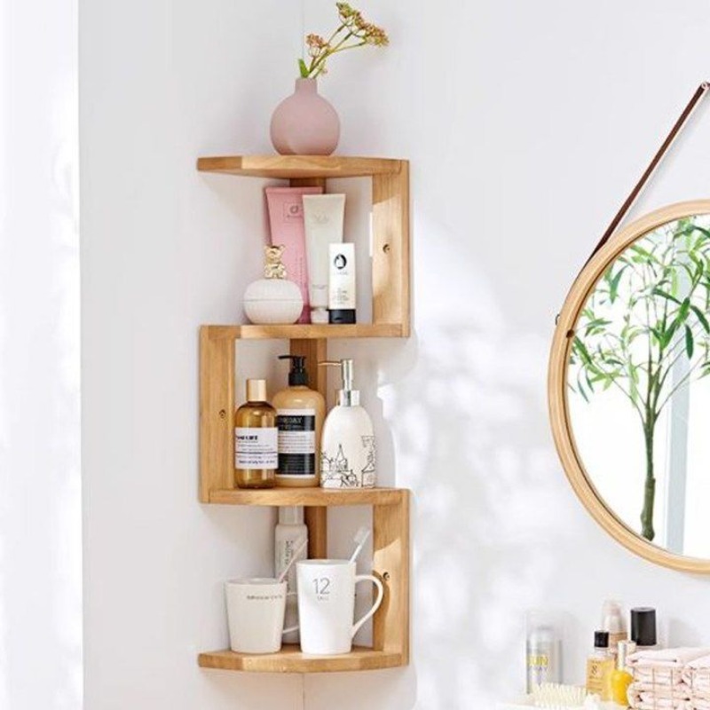 Rak Penyimpanan Sudut Kayu Ala - Desk Setup Oak ulasan dan harga