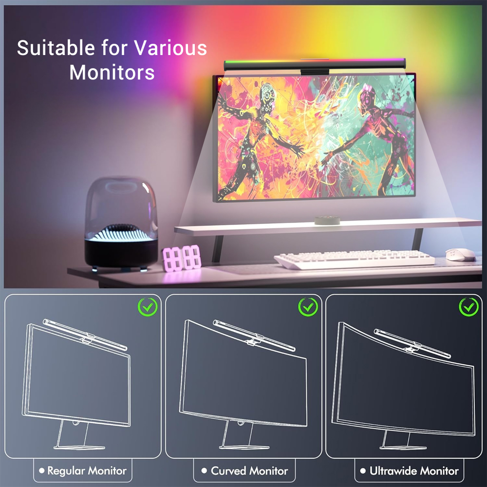 Lampu Monitor Wifi Lightbar, L - Gaming Setup Desk ulasan dan harga