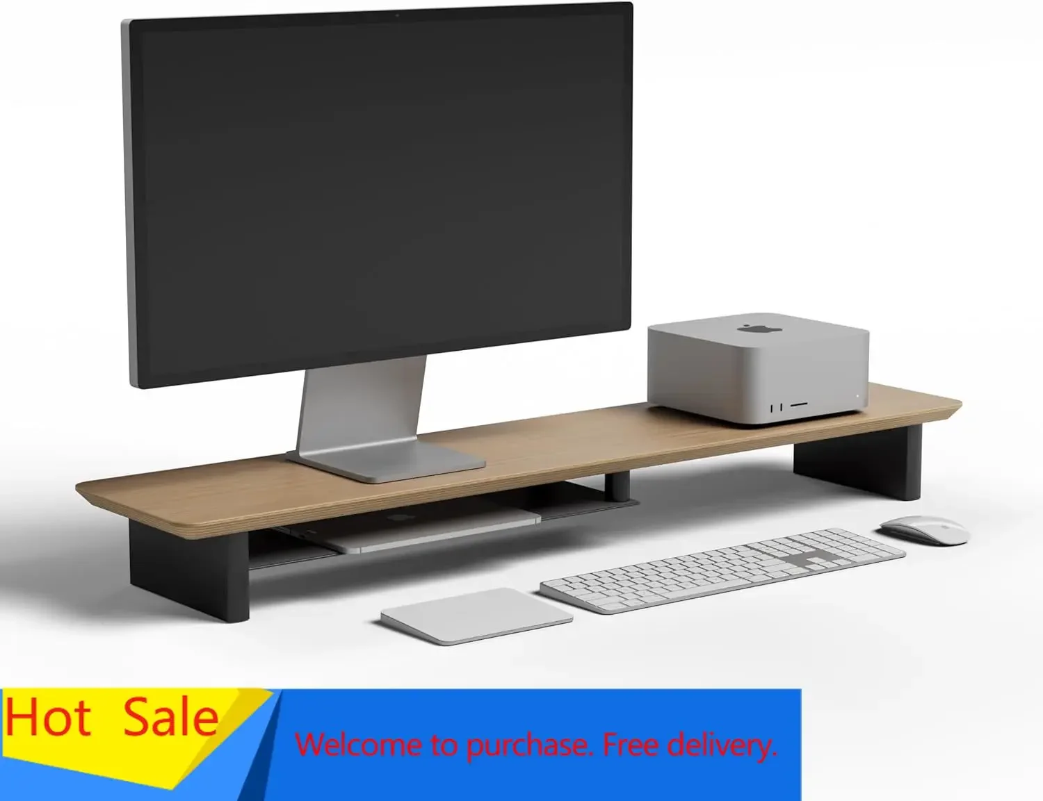 Meja Ergonomis Dua Tingkat Whi - Desk Setup Oak ulasan dan harga