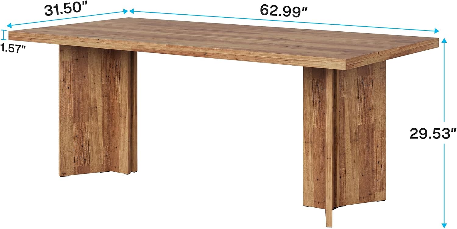 Meja Makan Kayu Persegi Panjan - Desk Setup Brown ulasan dan harga